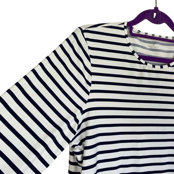 Lands’ End Womens Sz XL Nautical Striped Long Sleeve Rash Guard Top Nylon - Picture 5 of 15